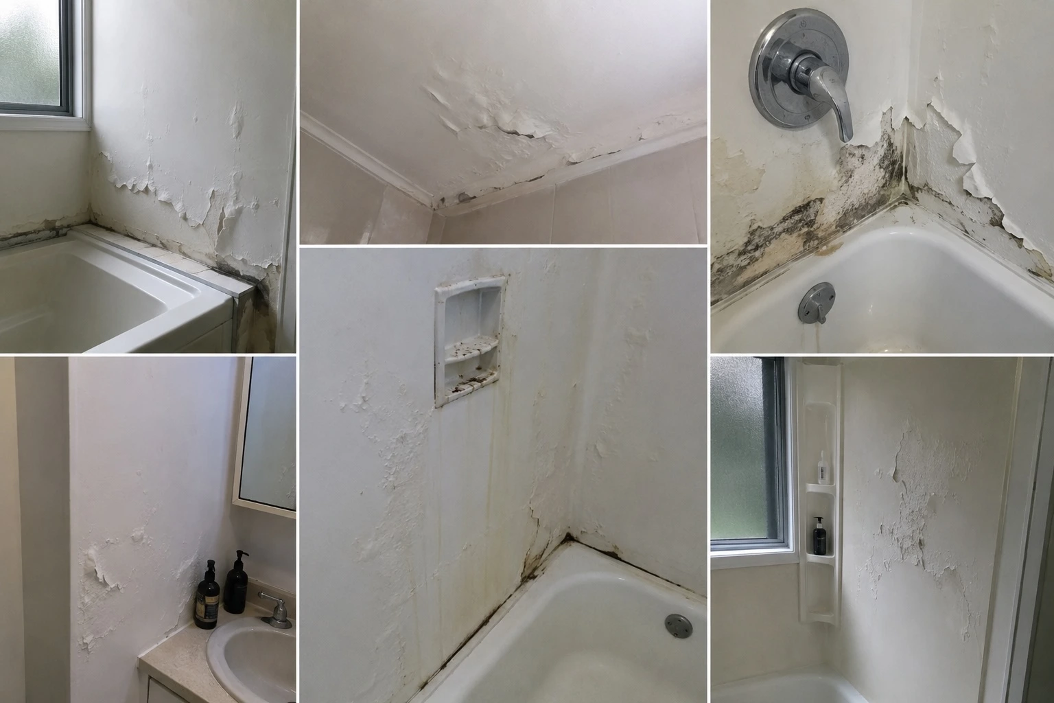 painted bathroom damage