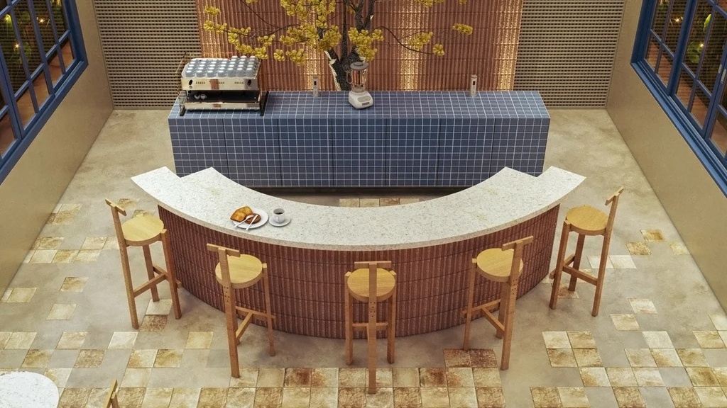 POR294 Surfaces Ultramarine Matt 75mm Mosaic - Commercial - counter top.jpeg