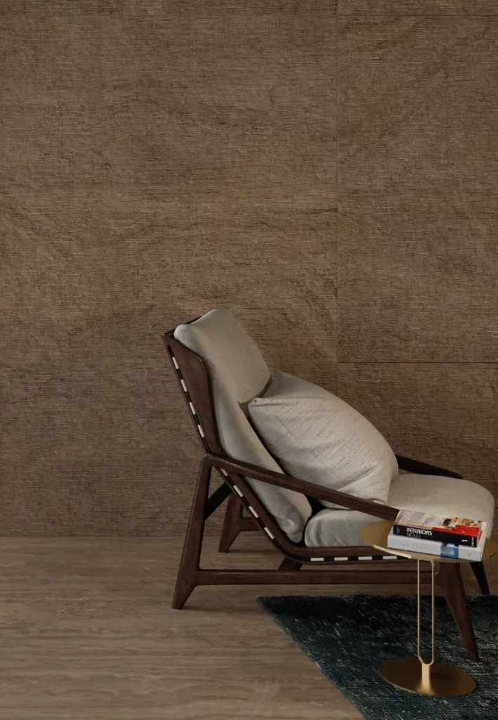 PRO243A - Unique Travertine Ruled Chocolate 600x1200 - Living Room Wall.webp