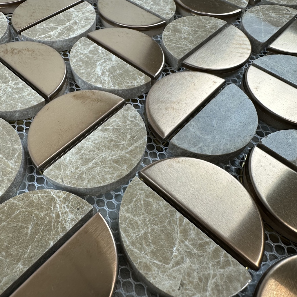 MOSALUNCBE - MosaicFX Lunette Copper Brass Emperador 300x345mm - Close up.jpeg