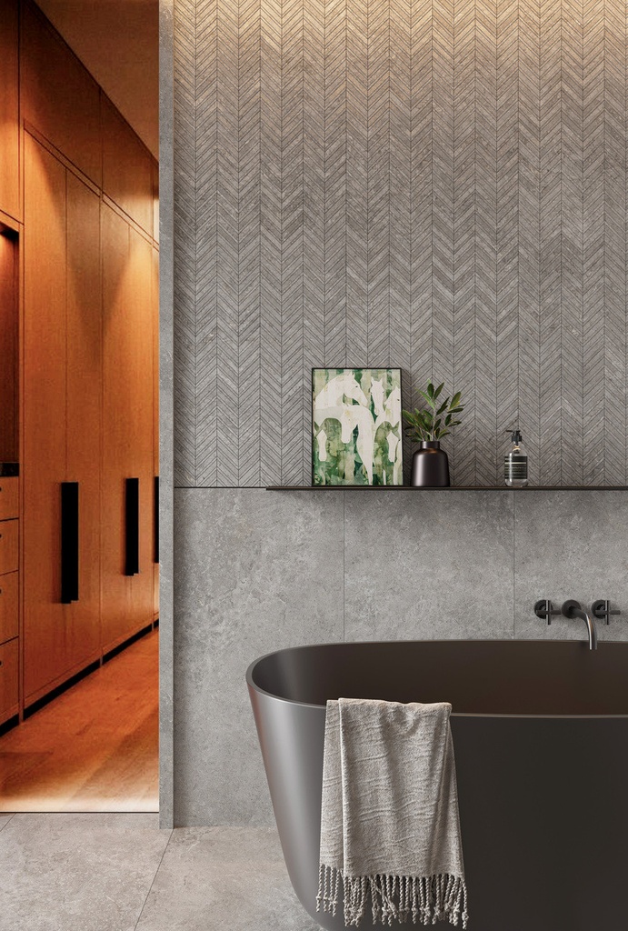 MT2157 Arctic Tundra Grey Matt Herringbone Mosaic - Bathroom 2.jpg
