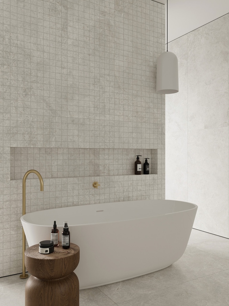 Arctic Tundra White Matt Square Mosaic 48mm