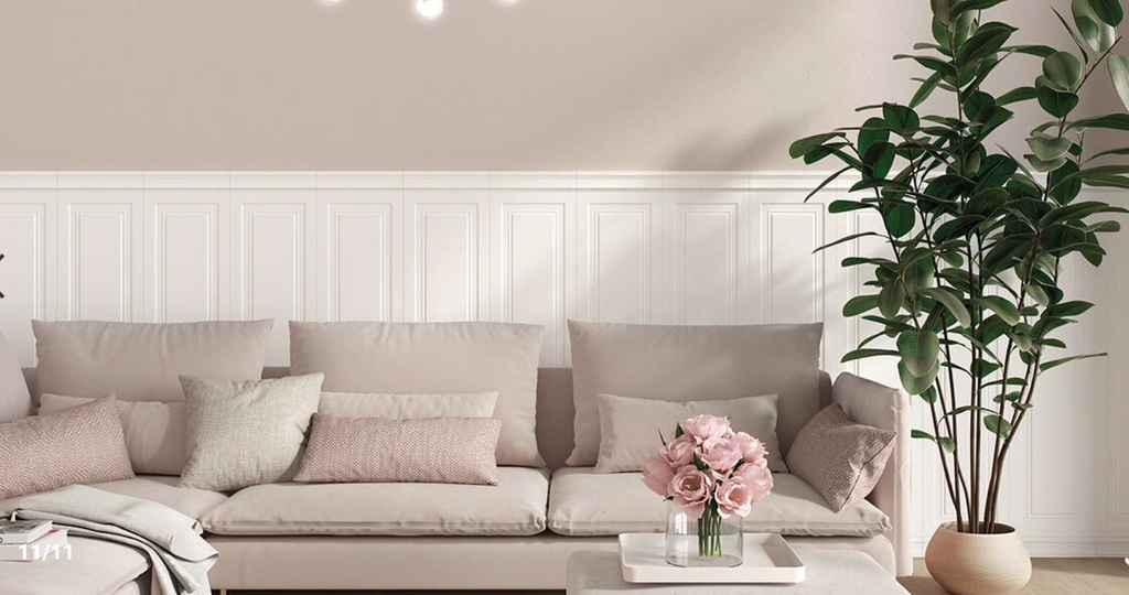[Chair-White] Boiserie Chair Rail Etereo White 7x30 (70x300MM)