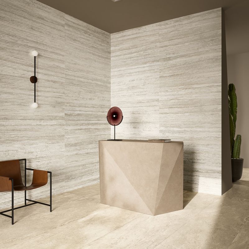 Verso Travertino Light 3D Fluted 600x1200mm